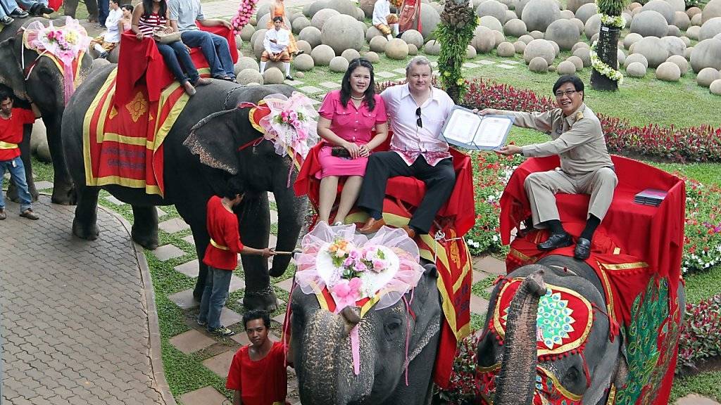 Valentinstag mit Elefanten in Pattaya (Archiv)