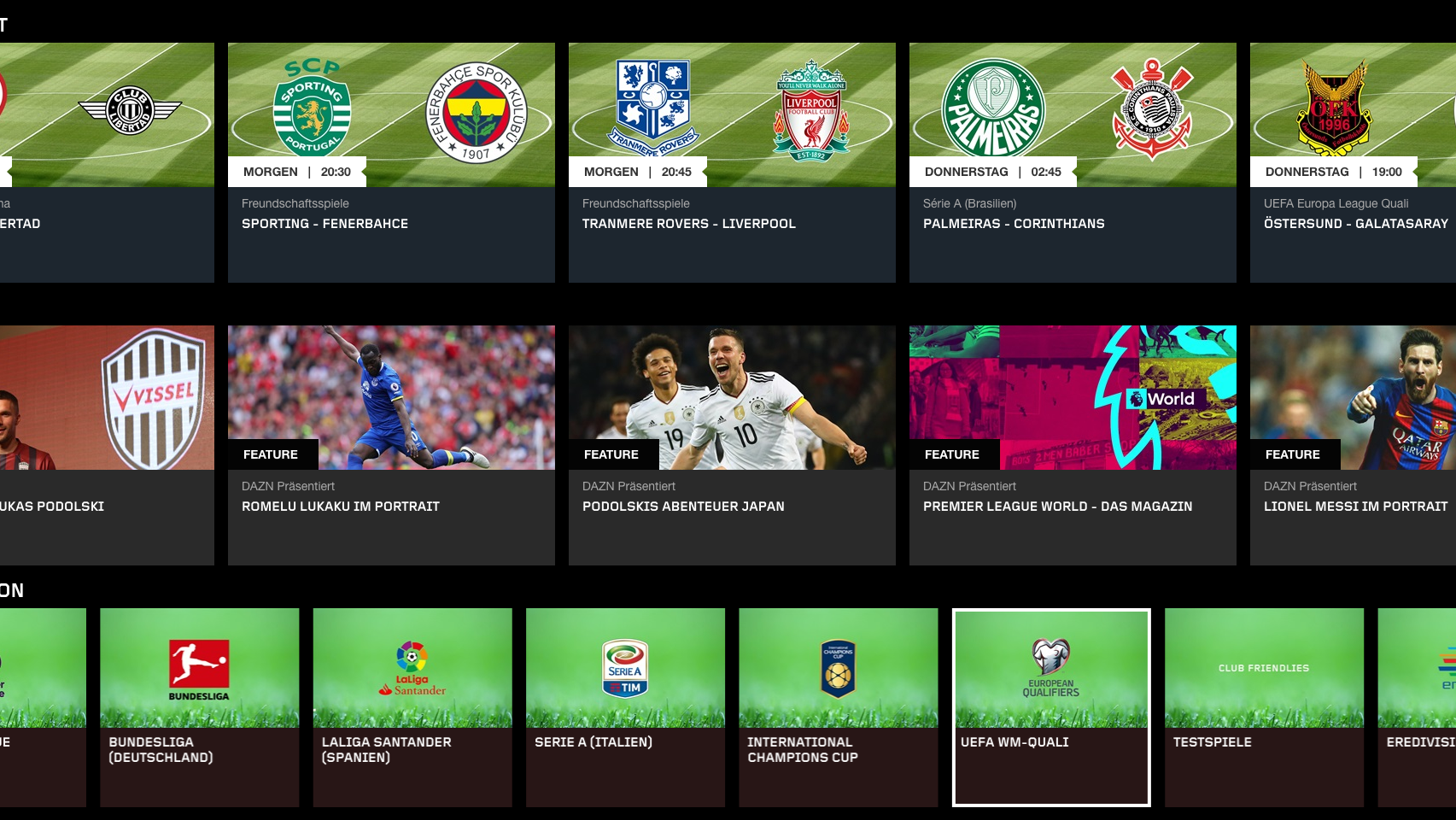 Vernetzt: Live Sport bei DAZN, Teleclub oder MySports