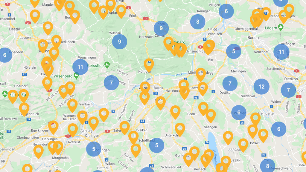 interaktive Karte zeigt Hofläden im Aargau