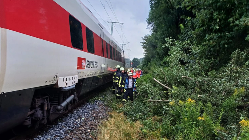 Feuerwehrleute im Einsatz am Unfallort.