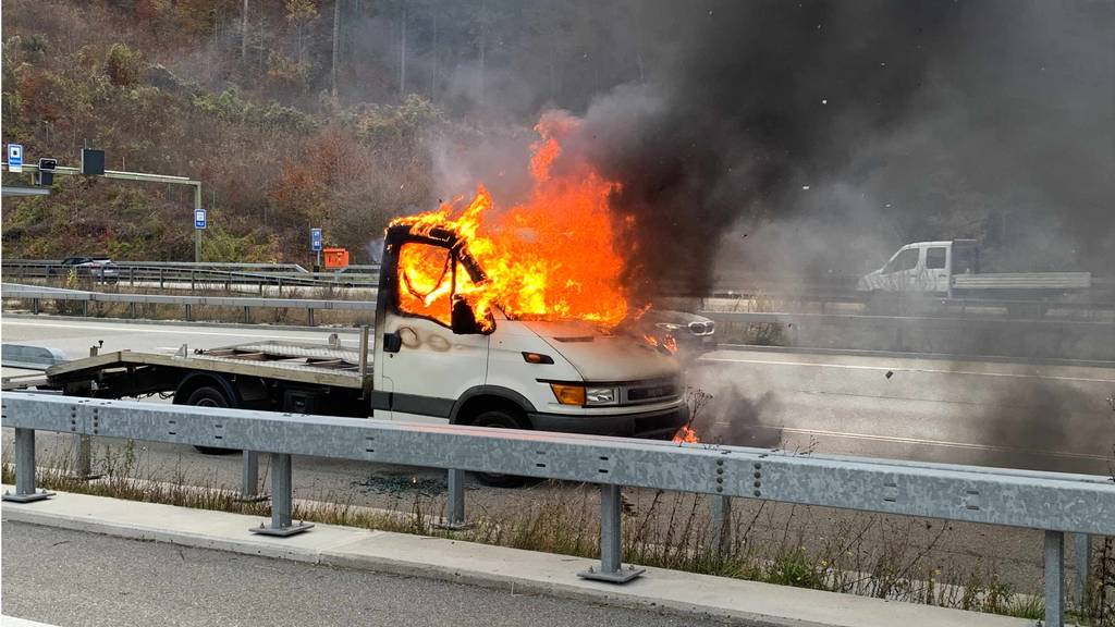 Lieferwagen gerät auf A2 in Brand – Lenker kann sich rechtzeitig retten