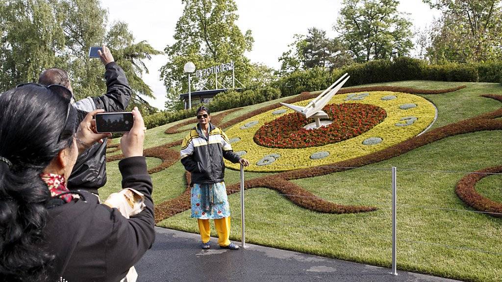Die Blumenuhr ist eines der meist fotografierten Touristensujets in Genf.