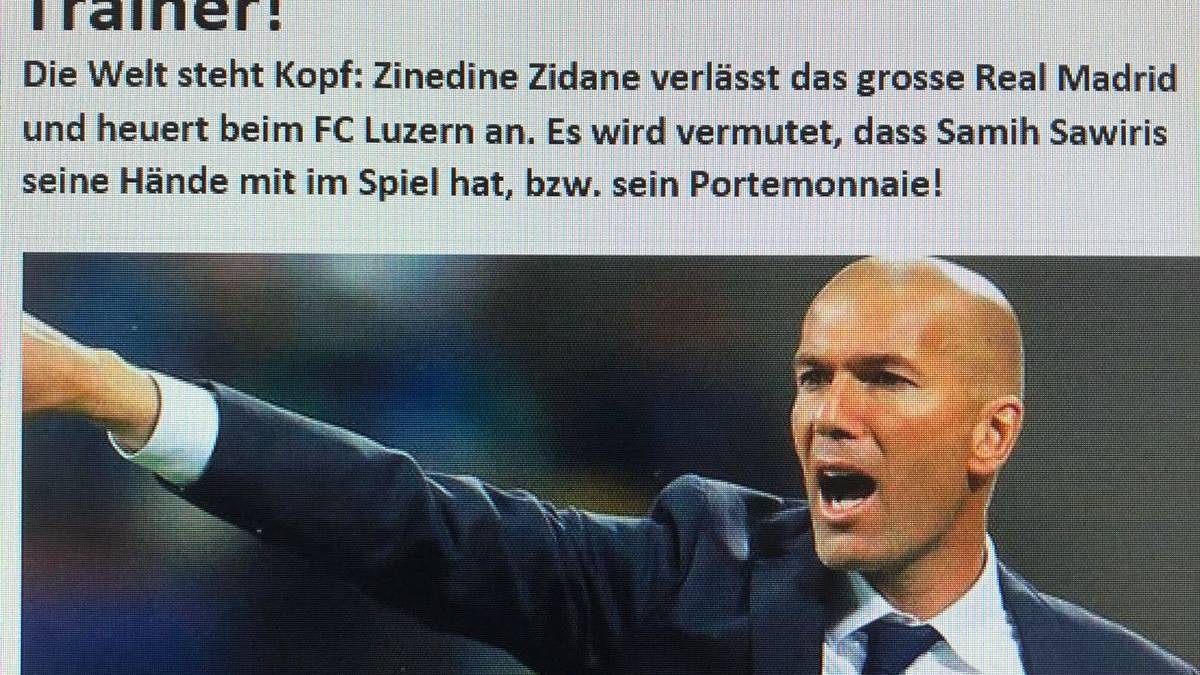 Fake News: Zidane als Trainer beim FC Luzern?