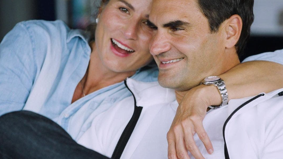 Roger Federer mit seiner Frau Mirka am Tag, an dem Federer seinen Rücktritt verkündete.