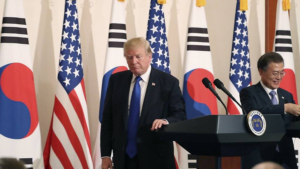 Streit beim Stahlhandel: US-Präsident Donald Trump und Südkoreas Präsident Moon Jae-in. (Archivbild)