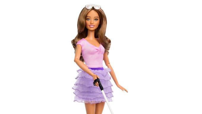 Mit Stock und Brille: Barbie gibt es neu auch blind