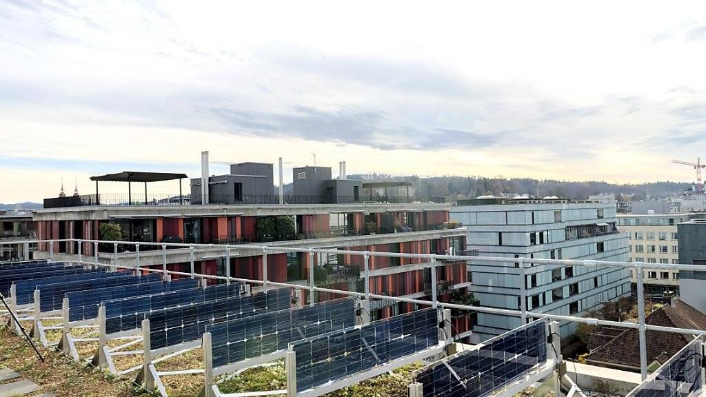 Senkrecht montierte Solaranlagen können zu jenen Zeiten am meisten Strom liefern, wenn herkömmliche Anlagen eine Flaute haben. In Winterthur werden solche Solarpanels getestet.