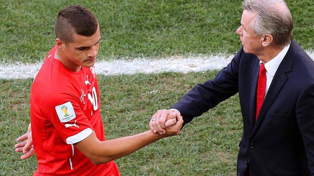 Ein Duo, das sich verstand und heute noch schätzt: Granit Xhaka und der damalige Schweizer Nationalcoach Ottmar Hitzfeld an der WM 2014 in Brasilien