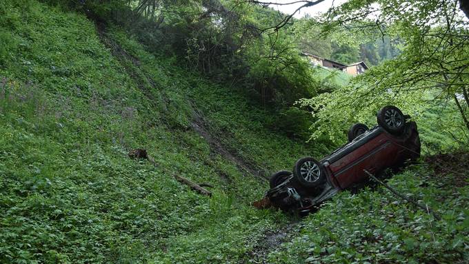 Auto stürzt 100 Meter ab – Lenker mittelschwer verletzt