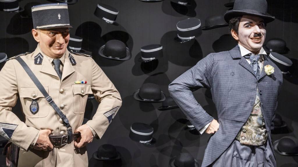 Eine Ausstellung zu Louis De Funès (l.) und Charlie Chaplin (r.) im Frühling 2024 im Museum Chaplin's World in Corsier-sur-Vevey. (Archivbild)