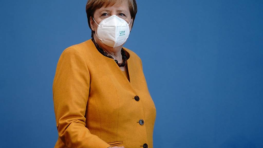 Bundeskanzlerin Angela Merkel informiert Medienvertreter über die Ergebnisse des Corona-Kabinetts zu den Corona-Maßnahmen und über die aktuelle Lage des Infektionsgeschehens. Foto: Kay Nietfeld/dpa-Pool/dpa