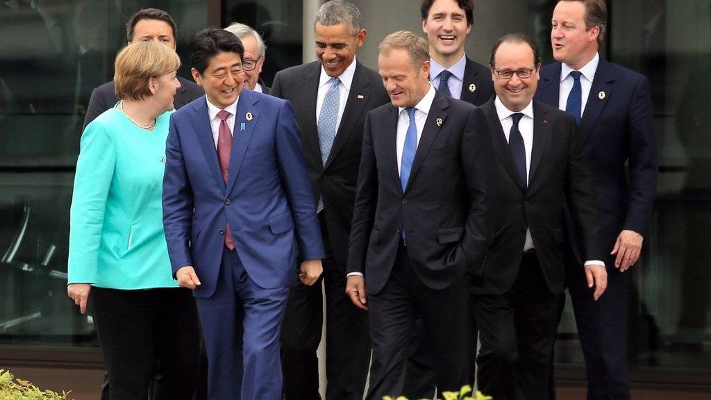 Die Teilnehmer am G7-Gipfel am Donnerstag in Japan.