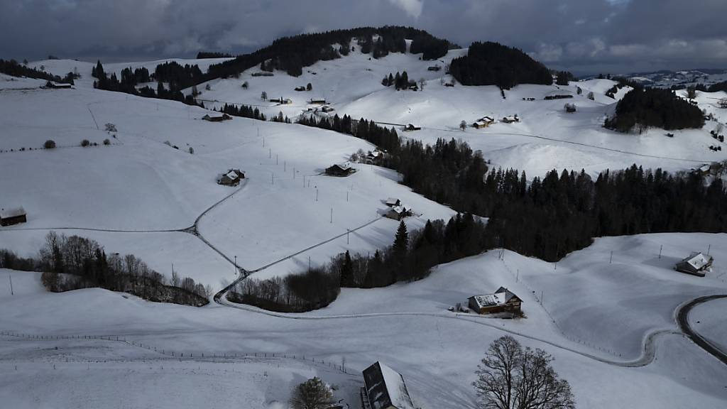 Schneelandschaft am Samstag bei Urnäsch im Kanton Appenzell Ausserrhoden.