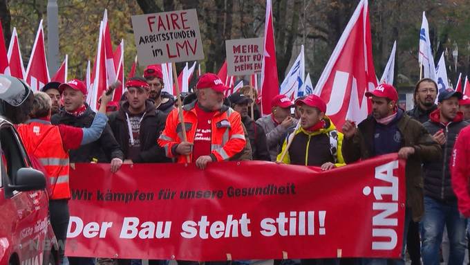 2000 Bauarbeiter protestieren für bessere Arbeitsbedingungen