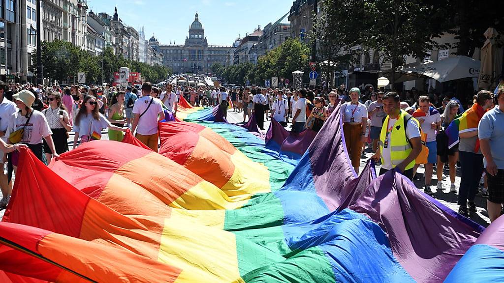 Mehrere Tausend Menschen nahmen an der 13. Prague Pride teil, um die LGBT-Community zu unterstützen. Foto: Slavek Ruta/ZUMA Press Wire/dpa