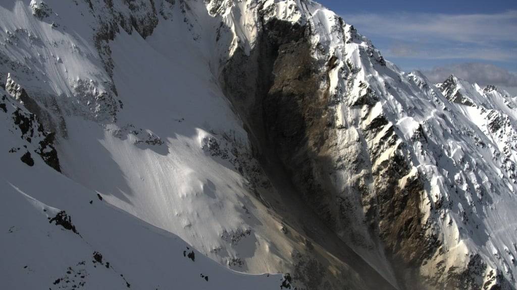 Die Abbruchstelle am Felshang oberhalb von Blatten im Walliser Lötschental.