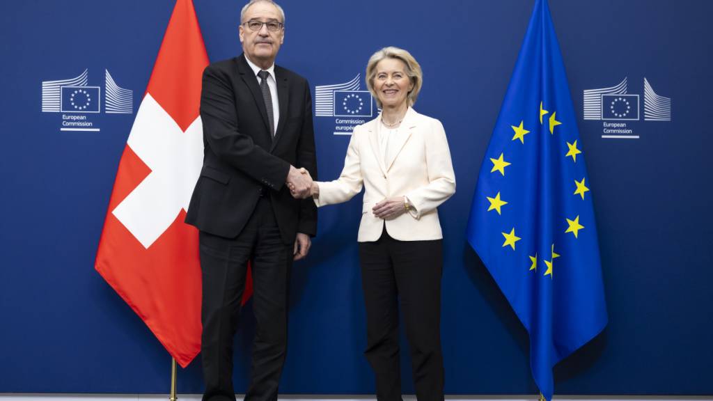 EU-Kommissionspräsidentin Ursula von der Leyen empfängt Bundespräsident Guy Parmelin im Hauptsitz der Europäischen Kommission.