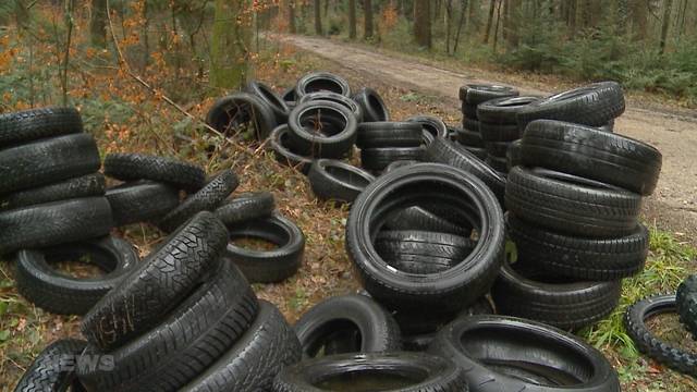 100 Pneus im Wald entsorgt