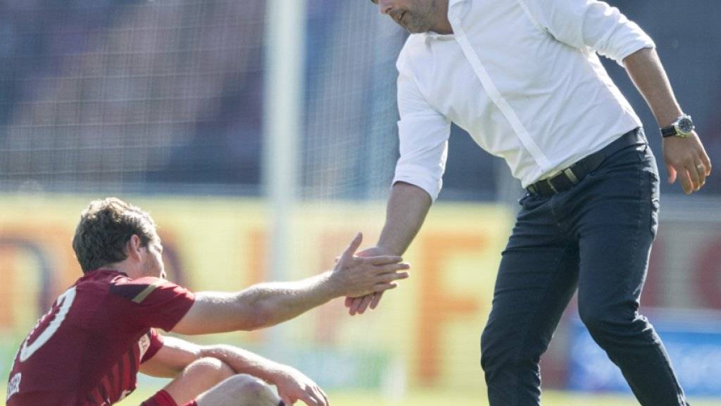 Nicolas Hasler und Trainer Giorgio Contini vom FC Vaduz wollen ihre positive Serie gegen den FC St. Gallen fortsetzen