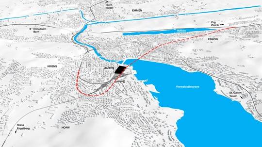 Unter dem See bis nach Ebikon: Die geplante Linienführung im Rahmen des Projekts Durchgangsbahnhof.