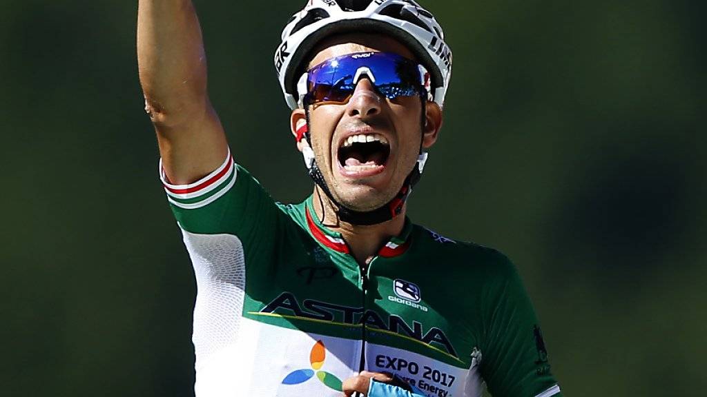 Grosser Jubel bei Fabio Aru: Der italienische Meister gewinnt in den Vogesen die erste Bergankunft der 104. Tour de France