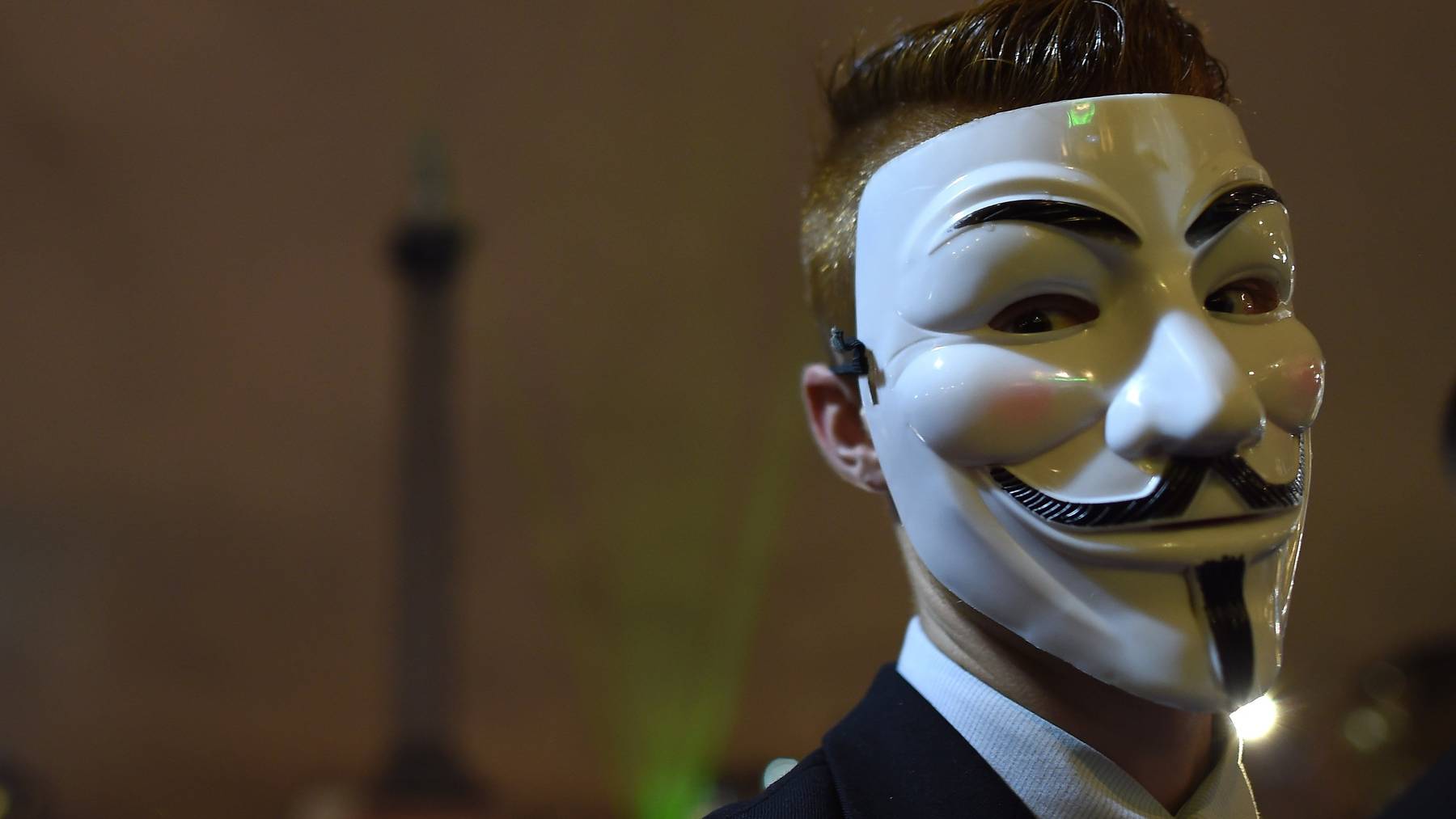 Die sogenannte «Guy Fawkes»-Maske ist das optische Markenzeichen von «Anonymous». (Photo by Ben Pruchnie/Getty Images)