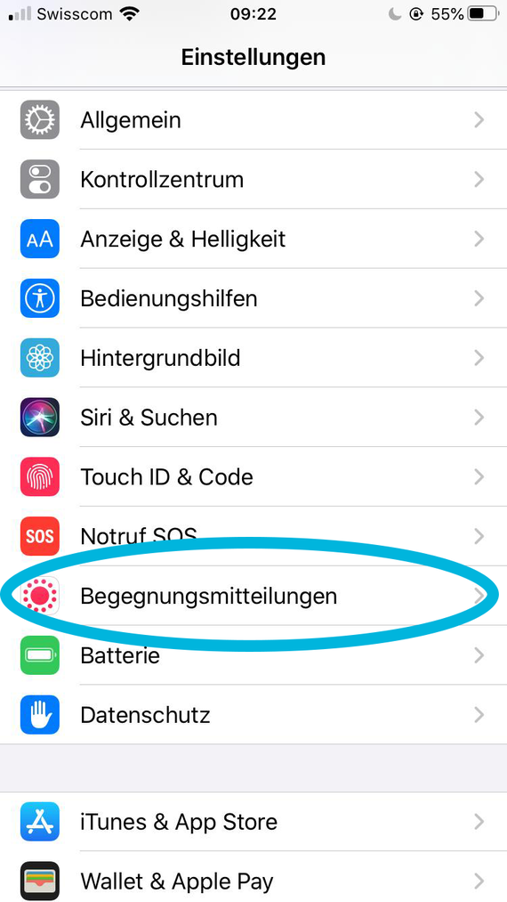 Neues iOS-Update: Begegnungsmitteilungen