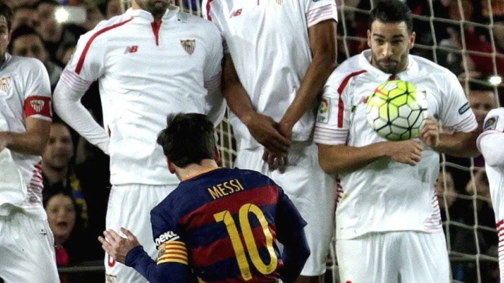 Zielte beim Freistoss zum 1:1 ganz genau: Barcelonas Superstar Lionel Messi