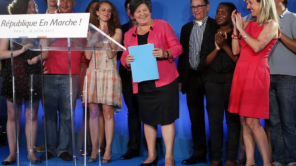Die Präsidentin der Macron-Partei La République En Marche, Catherine Barbaroux, nach der Stichwahl in Frankreich.