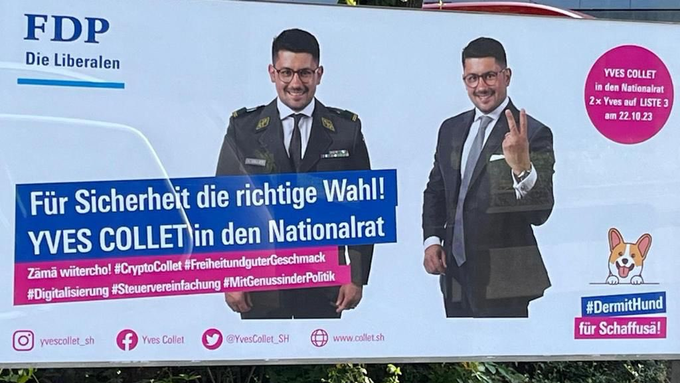 Schaffhauser FDP-Politiker posiert unerlaubt in Armee-Uniform auf Wahlkampfplakat