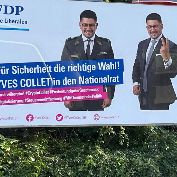 Schaffhauser FDP-Politiker posiert unerlaubt in Armee-Uniform auf Wahlkampfplakat