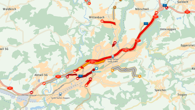 Unfall auf der Stadtautobahn