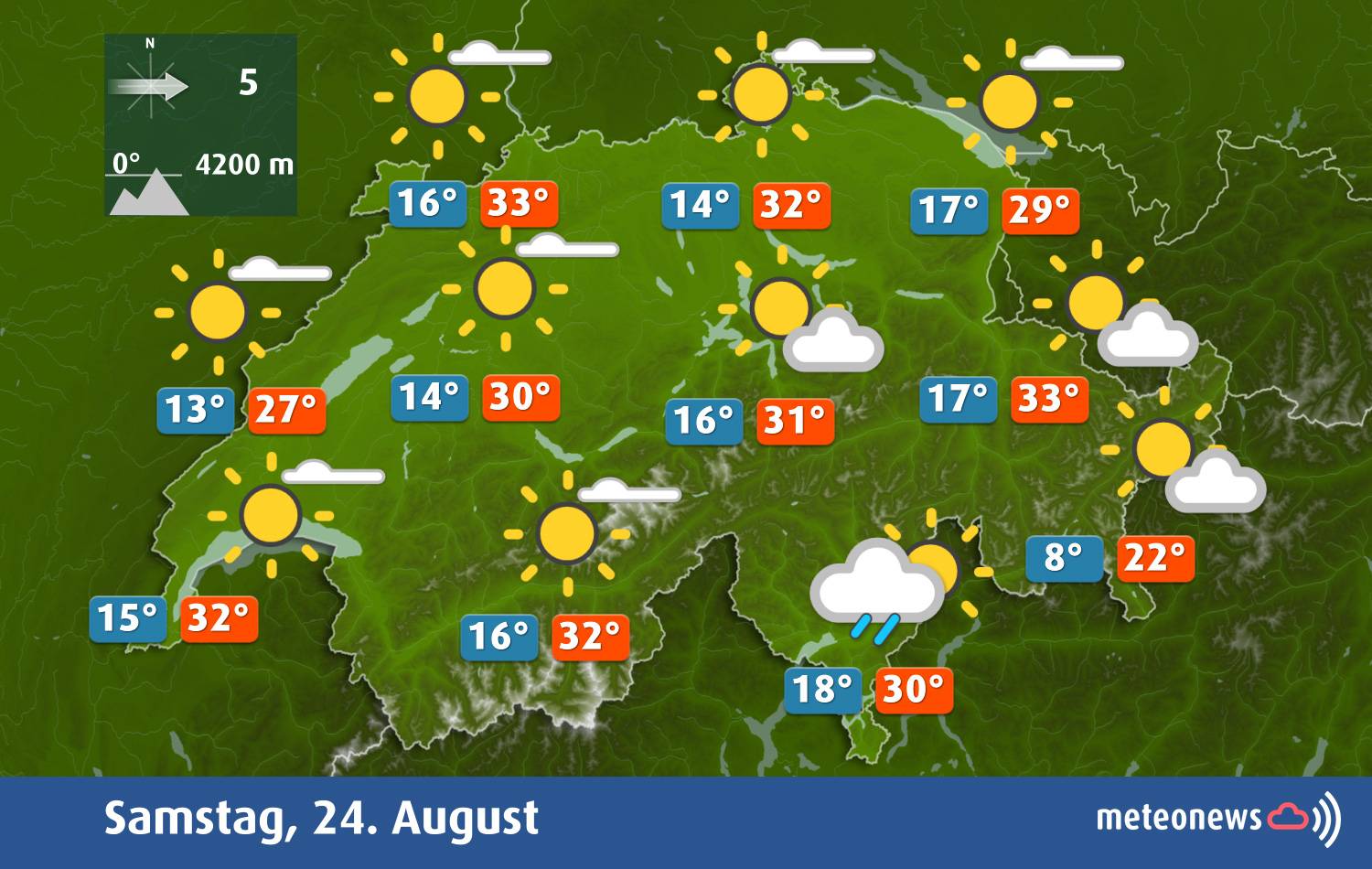 Wetterübersicht für den Samstag