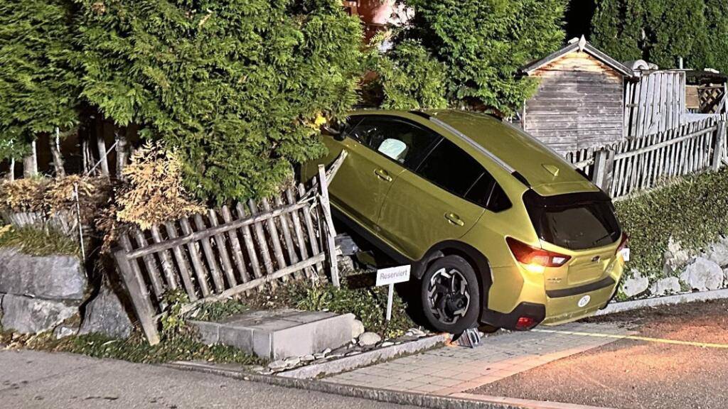 Kurz eingenickt: Der Wagen eines 20-jährigen Lenkers blieb zwischen zwei Thujenbäumen stecken.