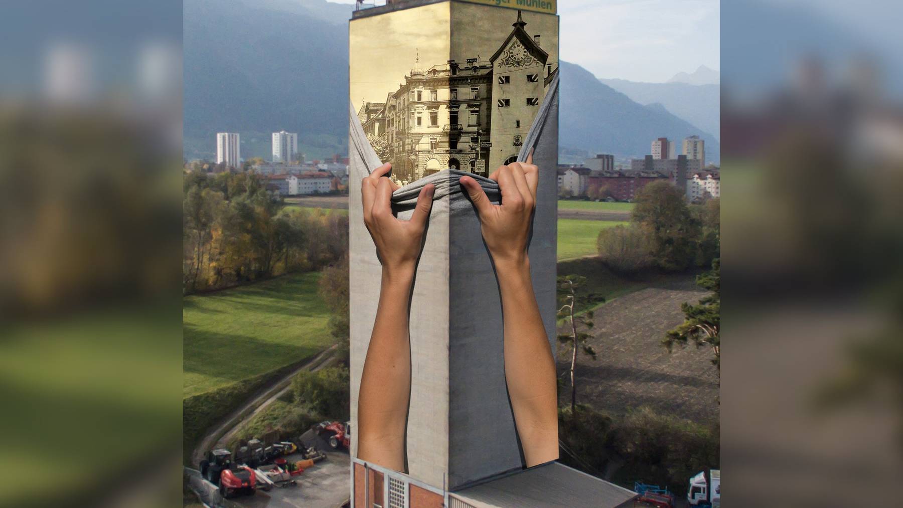 So könnte der Mühleturm mit dem Gemälde von Fabian Florin aussehen.