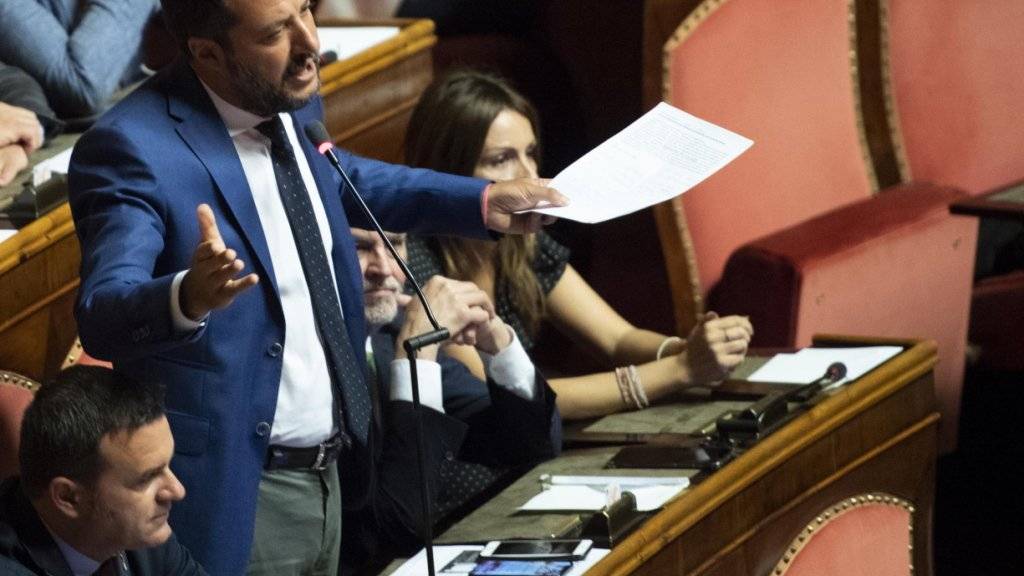 Italiens Innenminister und Lega-Chef Matteo Salvini am Dienstag im Senat in Rom.