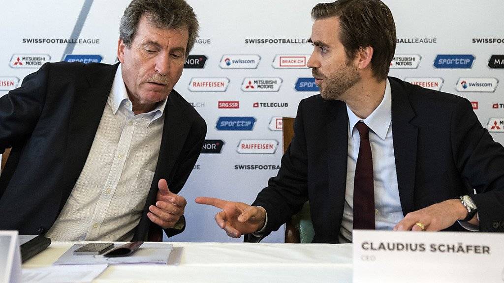 Präsident Heinrich Schifferle und CEO Claudius Schäfer planen keine Modusänderung im Schweizer Fussball.