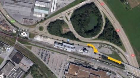 Als Aktionsplatz wurde der Autobahn-Stumpen gewählt. (Google Maps)