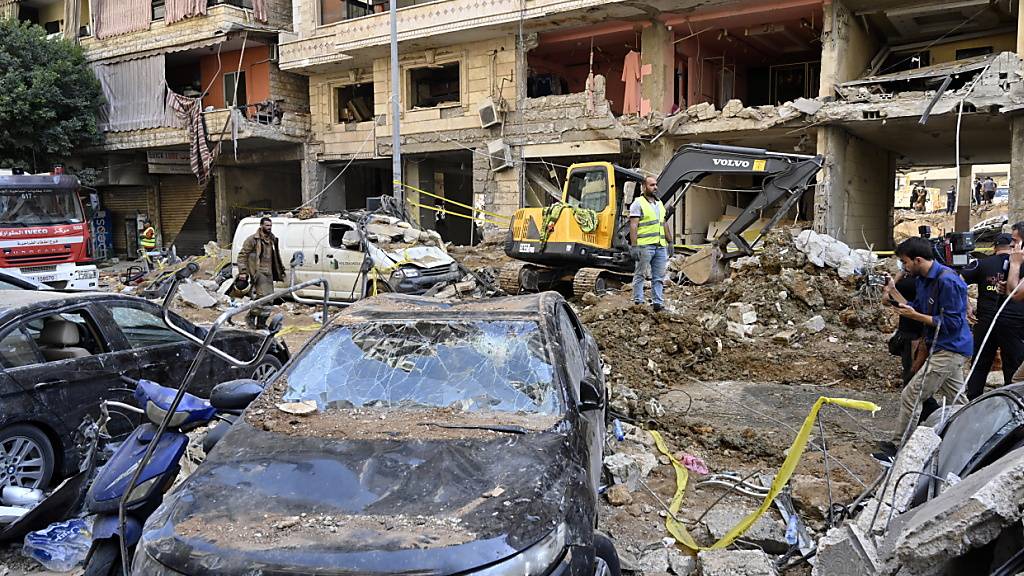 Die libanesische Hauptstadt Beirut nach einem israelischem Luftangriff vom Samstag.