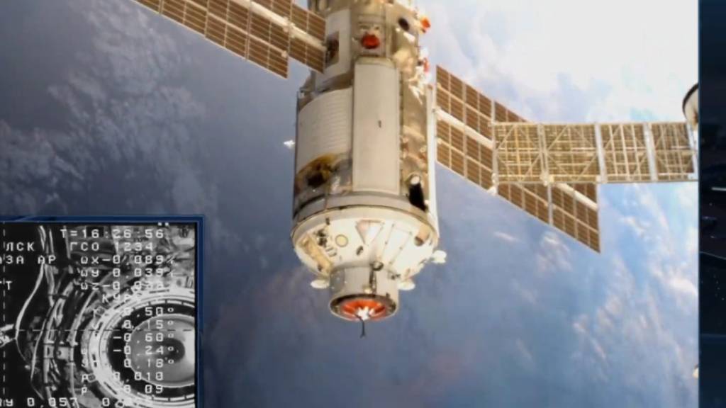 Das russische Forschungsmodul kam am Donnerstag bei der internationalen Raumstation ISS an.