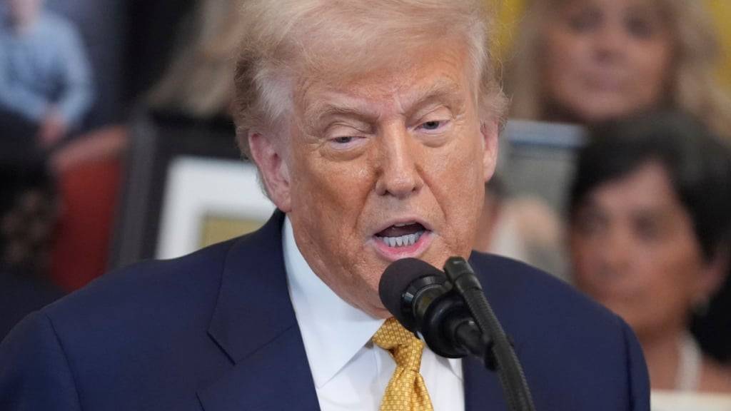 US-Präsident Donald Trump spricht während einer Zeremonie im Weißen Haus in Washington. Foto: Evan Vucci/AP/dpa