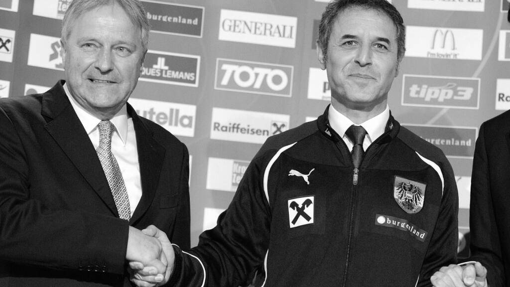 Leo Windtner (✝) im Jahr 2011 bei er Ernennung von Marcel Koller zum österreichischen Nationaltrainer