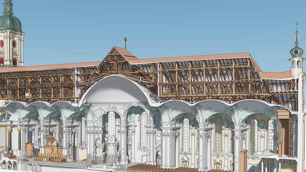 Aus den Gebäuden des St. Galler Stiftsbezirks inklusive Kathedrale wird ein 3D-Modell erarbeitet, das später eine virtuelle Begehung ermöglichen würde.