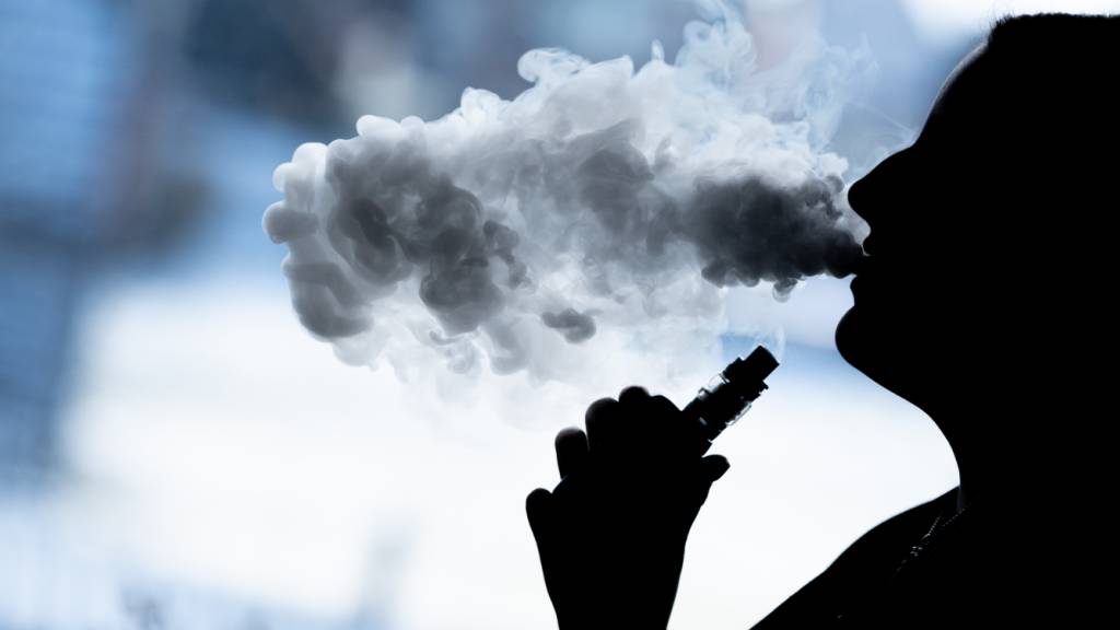 ARCHIV - Eine Frau raucht eine E-Zigarette. Foto: Silas Stein/dpa/Symbolbild