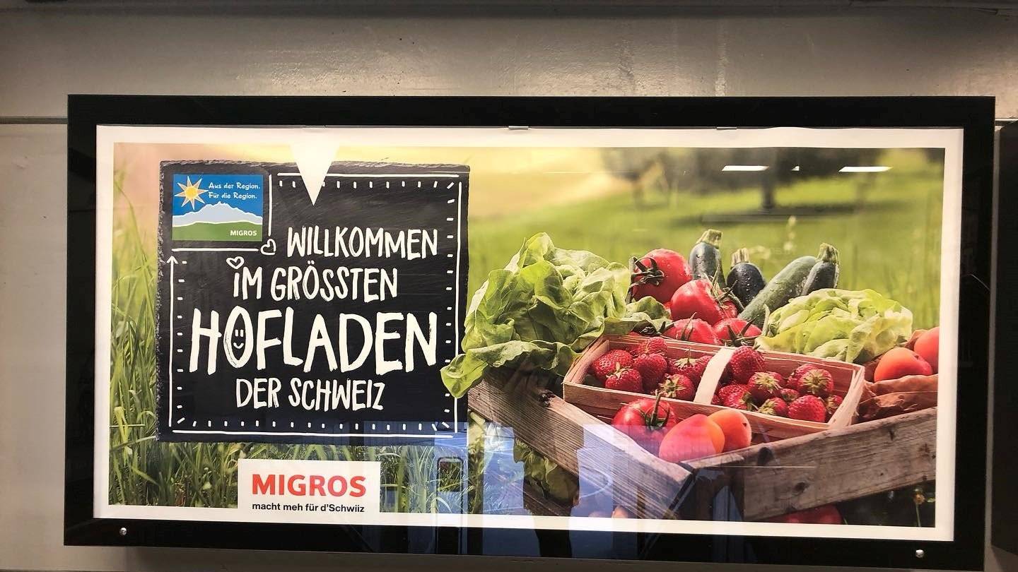 Werbung Hofladen Migros