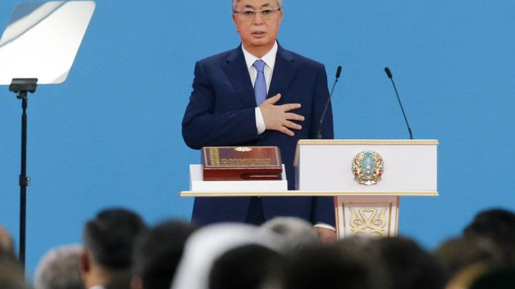 Der neue Präsident Kasachstans Kassim-Jomart Tokajew bei seiner Vereidigung in Nur-Sultan, dem früheren Astana.