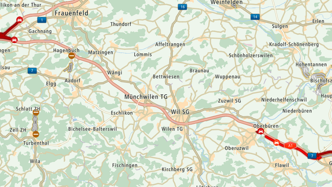 Zwei Unfälle auf der A1 nach Zürich