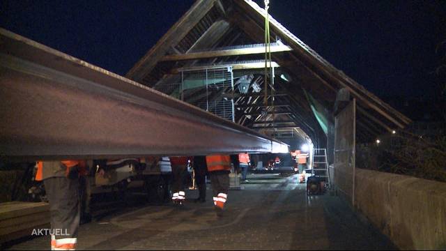 Notbrücke installiert: Olten geht bald wieder übers Wasser