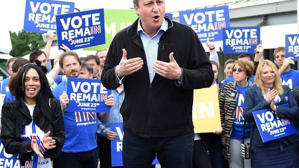 Premierminister David Cameron bei einer Veranstaltung im Abstimmungskampf zum EU-Referendum in Grossbritannien. (Archivbild)