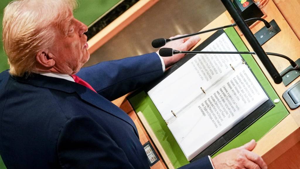 US-Präsident Donald Trump spricht bei der Generaldebatte der UN-Vollversammlung. Foto: Kay Nietfeld/dpa